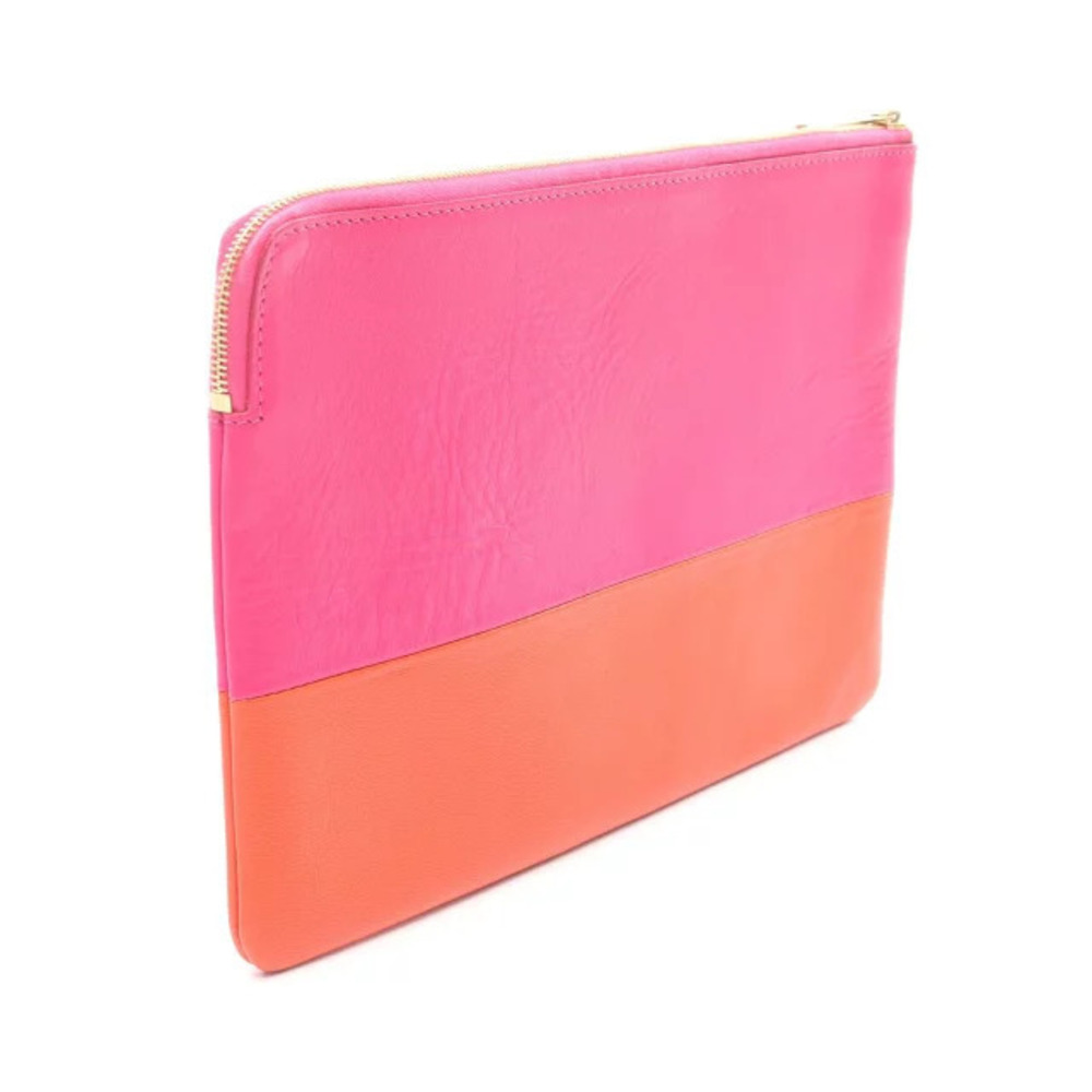 Celine Leather Orange Clutch Pink Shoulder Bag Orange Pink